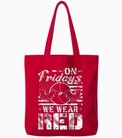On Fridays We Wear Red Tote Bags - Red