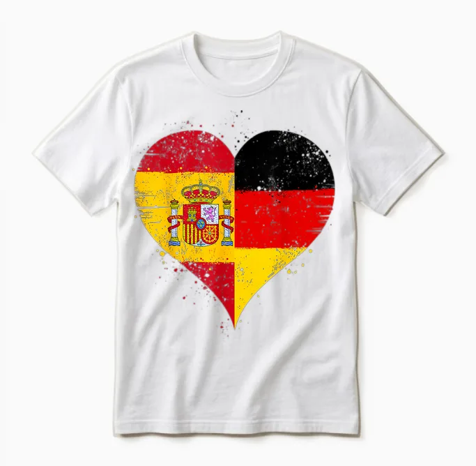 Spanien Deutschland Flagge Stolze Spanisch Deutsch Fans Unisex T-Shirt in White
