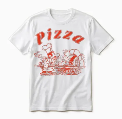 Pizza Logo Retro Italy as on the Box Unisex T-Shirt - White
