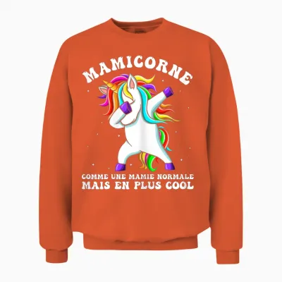 Mamicorne Funny Granny Unicorn Gift Mother's Day T-Shirt, Black, Female X-Small Unisex Sweatshirt - Orange
