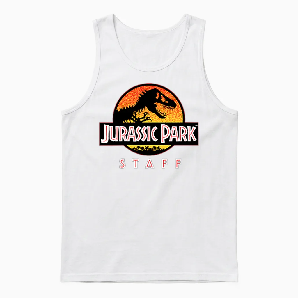 Jurassic Park Ranger Staff Uniform Front and Back Unisex Tank Top in White