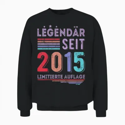 11 Geburtstag Mädchen 11 Jahre Alt Legendär Seit 2015 Unisex Sweatshirt - Black