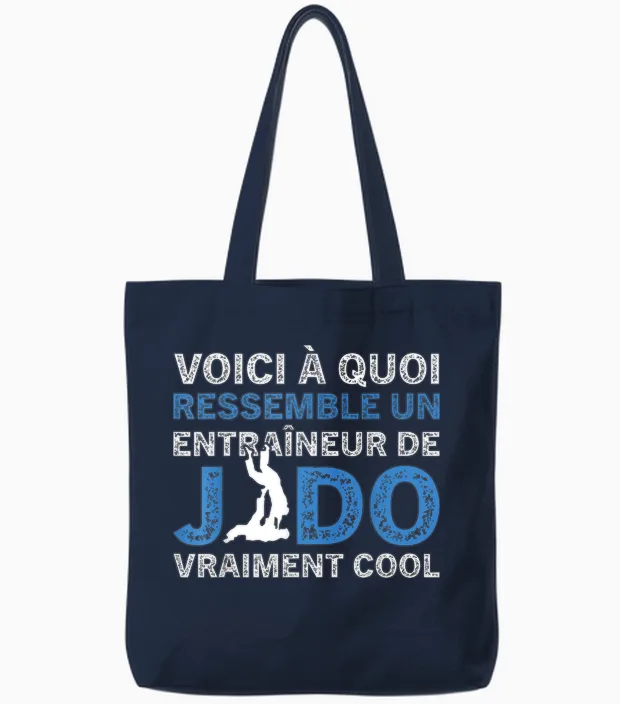 A Judo Coach Really Cool Funny Coach T-Shirt, Black, S Tote Bags in Navy