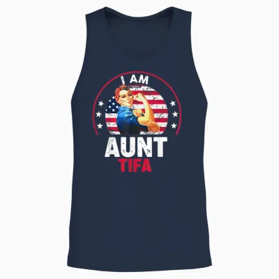 Vintage I Am Aunt Tifa Woman's Girl Aunt Tifa America Unisex Tank Top - Navy