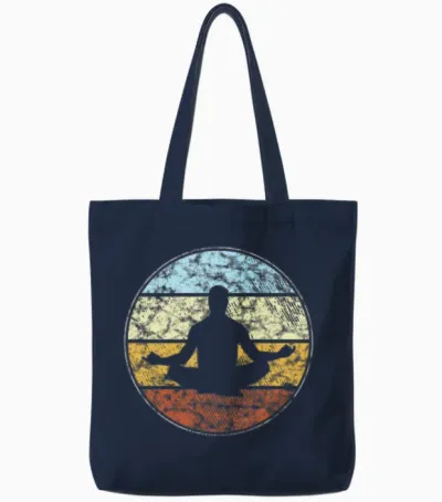 Meditation Retro Tote Bags - Navy