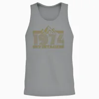Vintage 1974 Birthday Mountains Hiking Climbing Unisex Tank Top in Sport Grey - 2