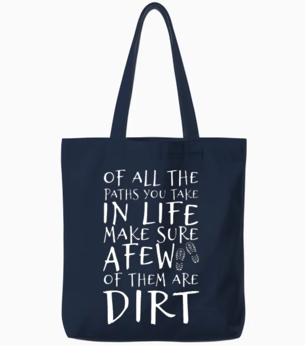 Hiking - All the Paths You Take. Tote Bags in Navy