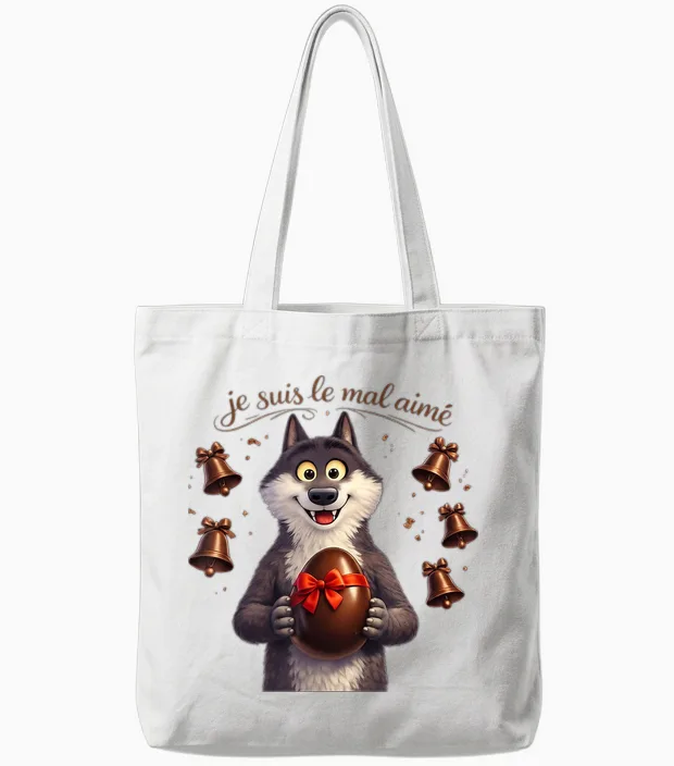 Le Loup Le Mal Aimé Easter Egg and Bells Chocolate Tote Bags in White