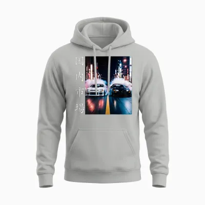 Zwei Jdm Drift Race Cars Japan Domestic Market (backprint) Unisex Hoodie - Ash
