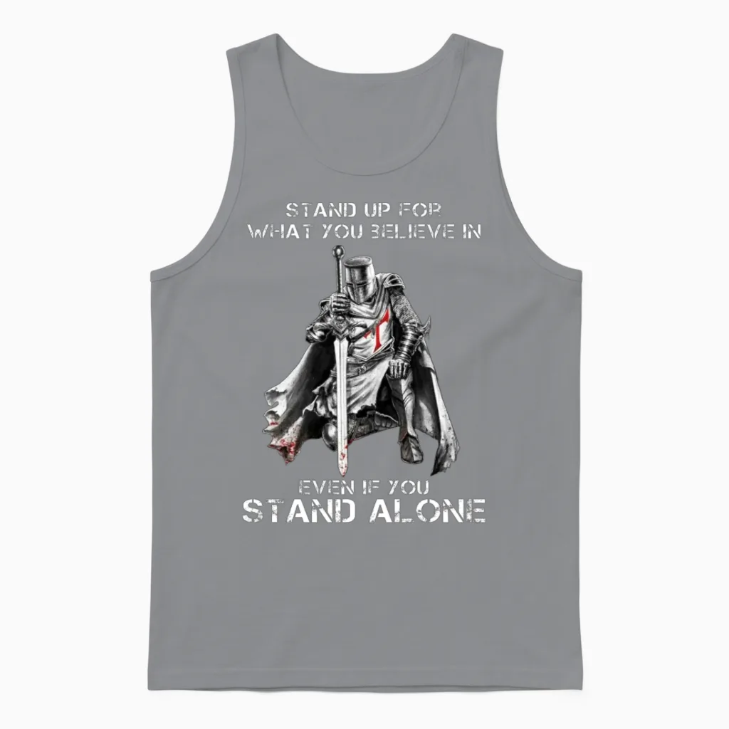 Knight Templar Motivational Quote Unisex Tank Top in Sport Grey