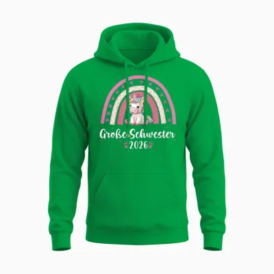 Children's T-Shirt with German Text "ich Werde Große Schwester 2026" [german Language], Black, S Unisex Hoodie - Irish Green