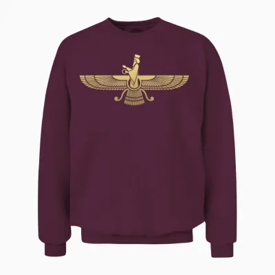 Faravahar Symbol Persische Sumerische Geflügelte Kugelfigur Ikone Unisex Sweatshirt - Maroon