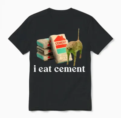 I Eat Cement Cursed Cat Funny Weird Specific Thank You Meme Unisex T-Shirt - Black