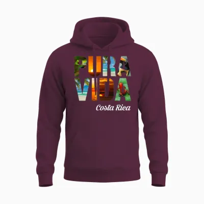 Pura Vida - Costa Rica Fun Gift Unisex Hoodie - Maroon