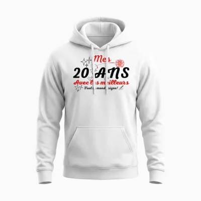 A Signer 20 Ans Anniversaire Gift Anniv 20 Years Signature Unisex Hoodie - White