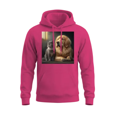 Dog and Cat Unisex Hoodie - Heliconia