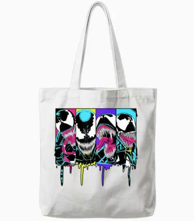Marvel Venom Colorful Dripping Comic Panel T-Shirt Small Tote Bags - White