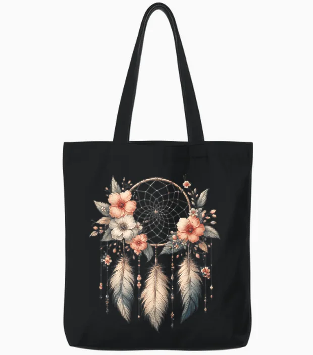 Symbole Attrape-Rêves Cool Dans Le Style Art Floral De Noël Tote Bags in Black
