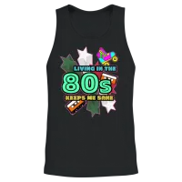 1980 80s Retro Unisex Tank Top - Black – 2