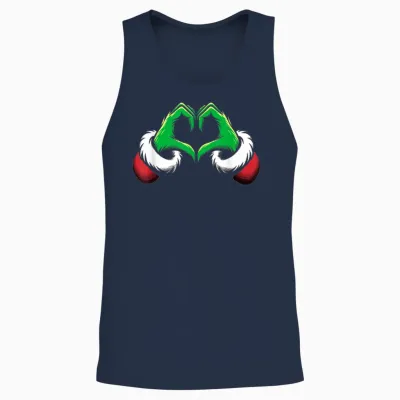 Funny Elf Heart Hands Love Christmas Unisex Tank Top - Navy