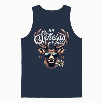 Men's Traditional Costume T-Shirt Bavarian Lederhosen Unisex Tank Top - Navy