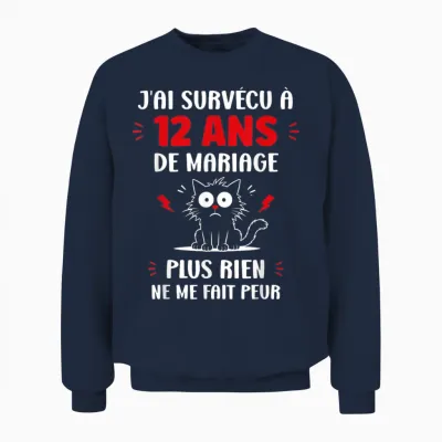 Couple 12 Ans Blague Humour Anniversaire De Mariage 12 Ans Unisex Sweatshirt - Navy
