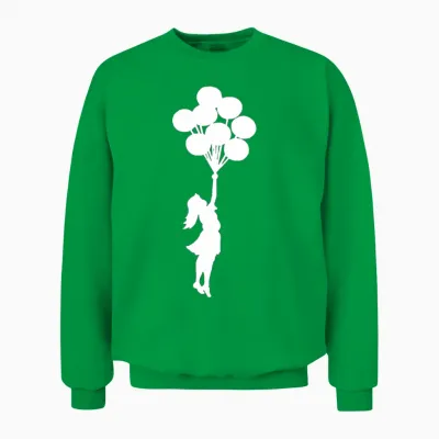 Banksy Girl with Balloons. Unisex Sweatshirt - Irish Green