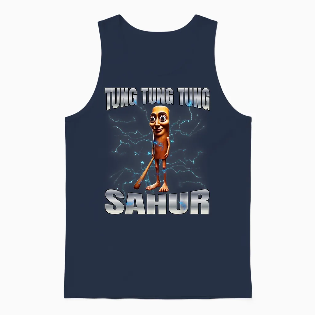 Tung Tung Tung Sahur Unisex Tank Top in Navy