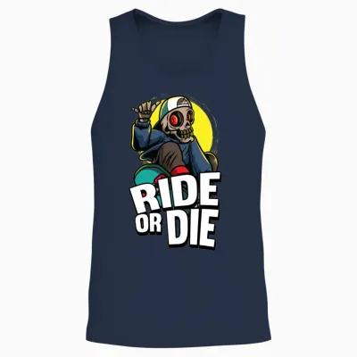 Ride or Die Retro Skateboard Unisex Tank Top - Navy