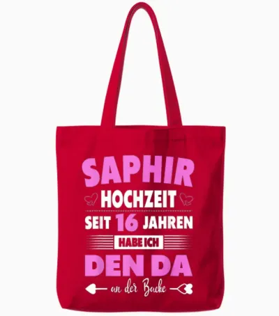16ter Hochzeitstag Ehefrau 16 Jahre Ehe Saphirhochzeit Tote Bags - Red