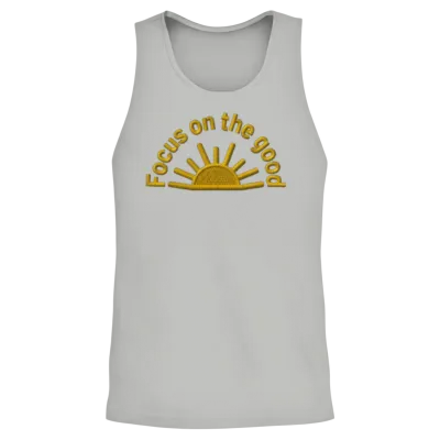 Quote Focus on the Good Embroidered Unisex Tank Top - Ash