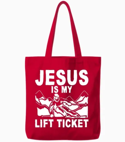 Jesus Is My Lift Ticket Tote Bags - Red