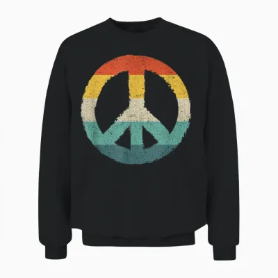 Retro Hippie Symbol Frieden Zeichen Peace Unisex Sweatshirt - Black