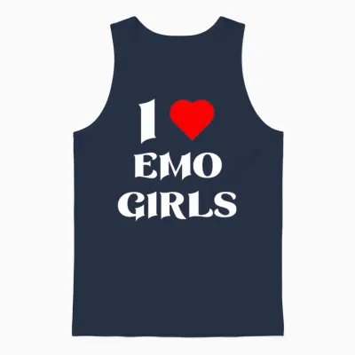 I Love Emo Girls Unisex Tank Top - Navy