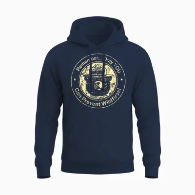 Smokey Bear Only You Can Prevent Wildfires Vintage Seal Unisex Hoodie - Navy