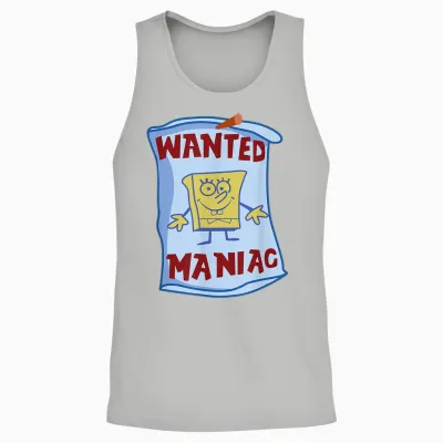 Mademark X Spongebob Squarepants - Spongebob Squarepants - Wanted: Maniac Unisex Tank Top - Ash
