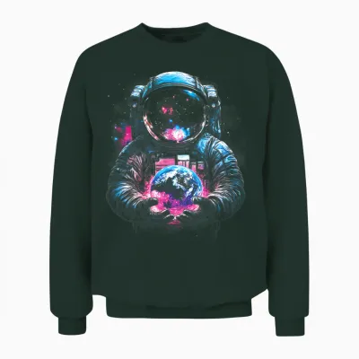 Astronaut Planet Earth Outer Space Galaxy Universe Science Unisex Sweatshirt - Forest