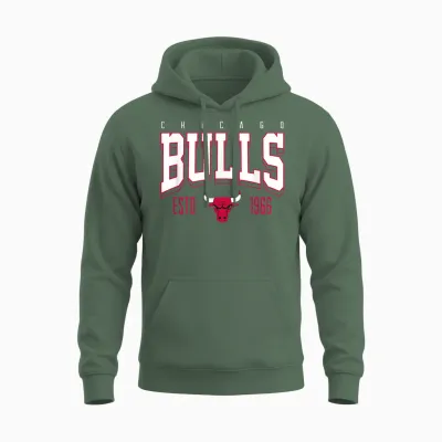 Offizieller Nba-Wettkampf Der Chicago Bulls Getestet Unisex Hoodie - Military Green