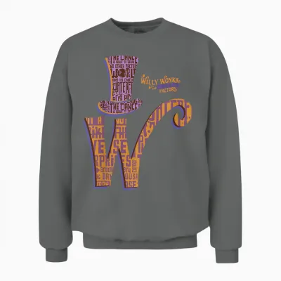 Kids Willy Wonka Initial T-Shirt, Black, 2 Unisex Sweatshirt - Graphite Heather
