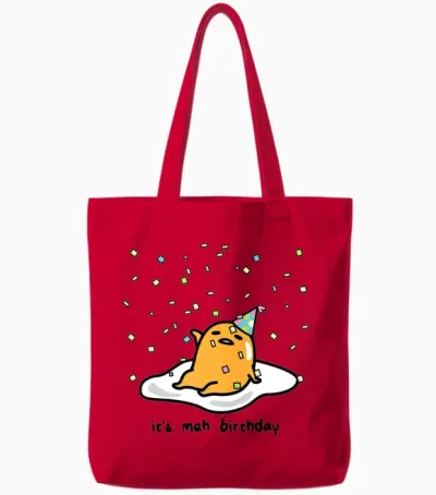 Gudetama the Lazy Egg It S Meh My Birthday Tote Bags - Red
