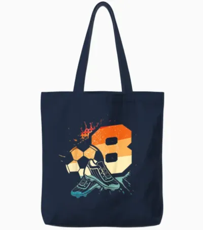 Kinder 8. Geburtstag Retro Fussball Spieler 8 Jahre Junge Kinder Tote Bags - Navy