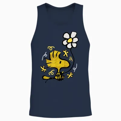 Peanuts - Woodstock Flower Unisex Tank Top - Navy