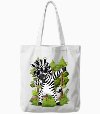 Cute Dabbing Zebra Clothes Kids Toddler Boys Animal Print Tote Bags - White
