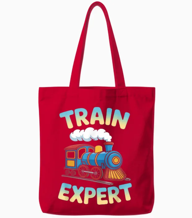 Trains Expert Chugga Steam Locomotive For Tote Bags in Red