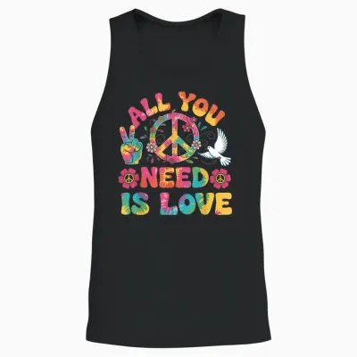 All You Need Is Love Costume Hippie 60s 70s Carnival Unisex Tank Top - Black