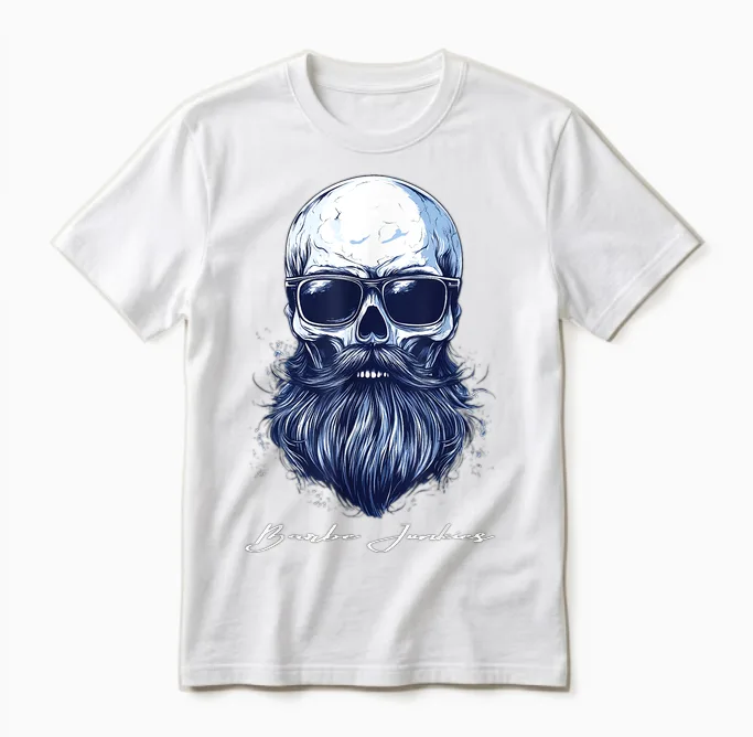 Beard Bearded Skull Skull Gift T-Shirt, Black, S Unisex T-Shirt in White
