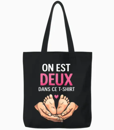 Pregnancy Announcement One Is Two in This Tote Bags - Black