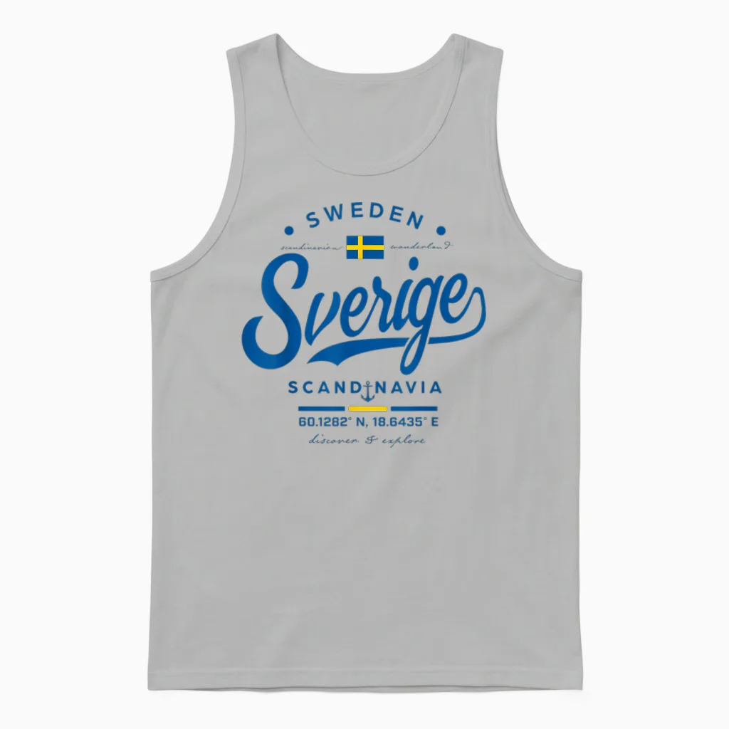 Sverige Skandinavien Schwedische Flagge Midsommar Schweden Unisex Tank Top in Ash