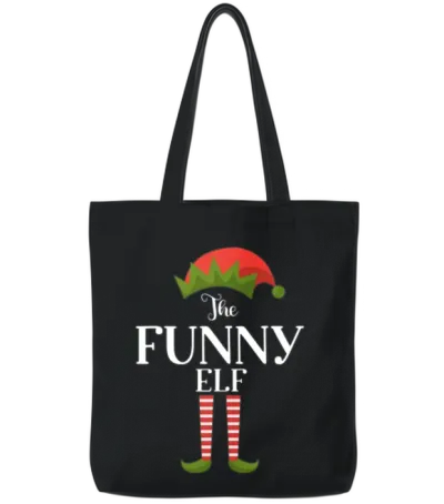 Funny Elf Funny Family Christmas Matching Tote Bags - Black