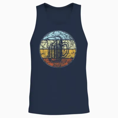 Beer Retro Unisex Tank Top - Navy